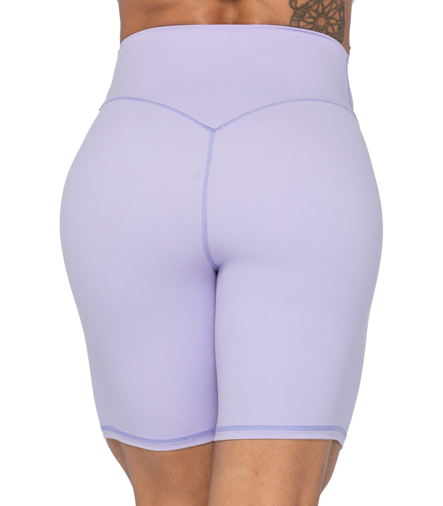 Sunzel No Front Seam High Waist Biker Shorts for Women, Squat Proof Yoga Workout Gym Bike Shorts 8" Lilac Medium