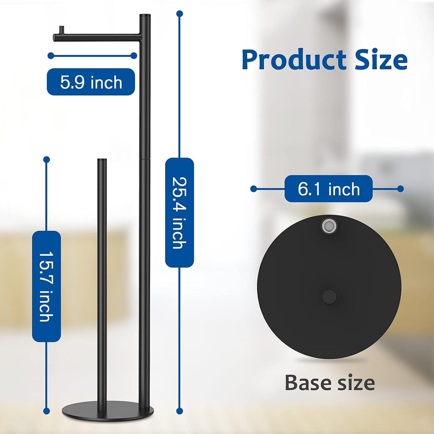 Regine Toilet Paper Holder Stand - Stylish Bathroom Storage for 4 Rolls | Sleek Black Design