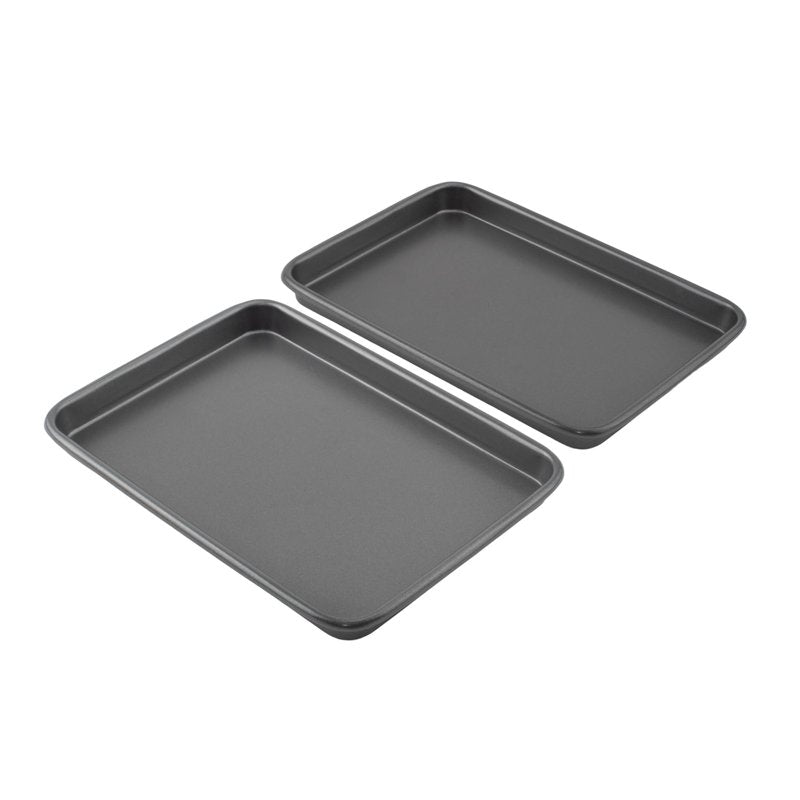 GoodCook Everyday Toaster Oven Mini Baking Sheets Set of 2 Set of 2 Heavy-Gauge Steel Baking Pans with Scratch-Resistant Nonstick, 9 x 6.2-Inch, Gray