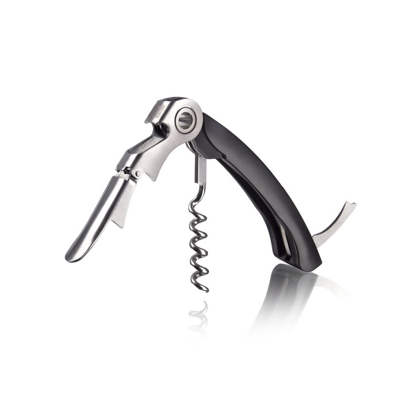 Vacu Vin Double-Hinged Corkscrew – Waiter’s Corkscrew with Foil Cutter & Bottle Opener – Durable Stainless Steel Wine Opener – Two-Step Leverage for Easy Cork Removal – Compact & Travel-Friendly