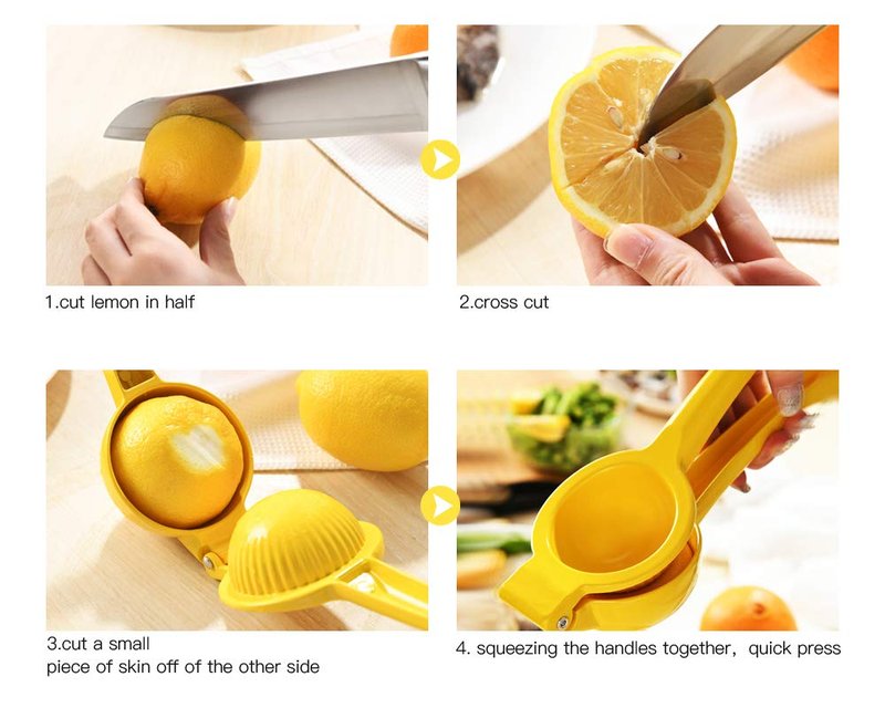 Y-ME Manual Juicer Citrus Lemon Squeezer, Fruit Juicer Lime Press Metal, Professional Hand Juicer Kitchen Tool(Yellow）