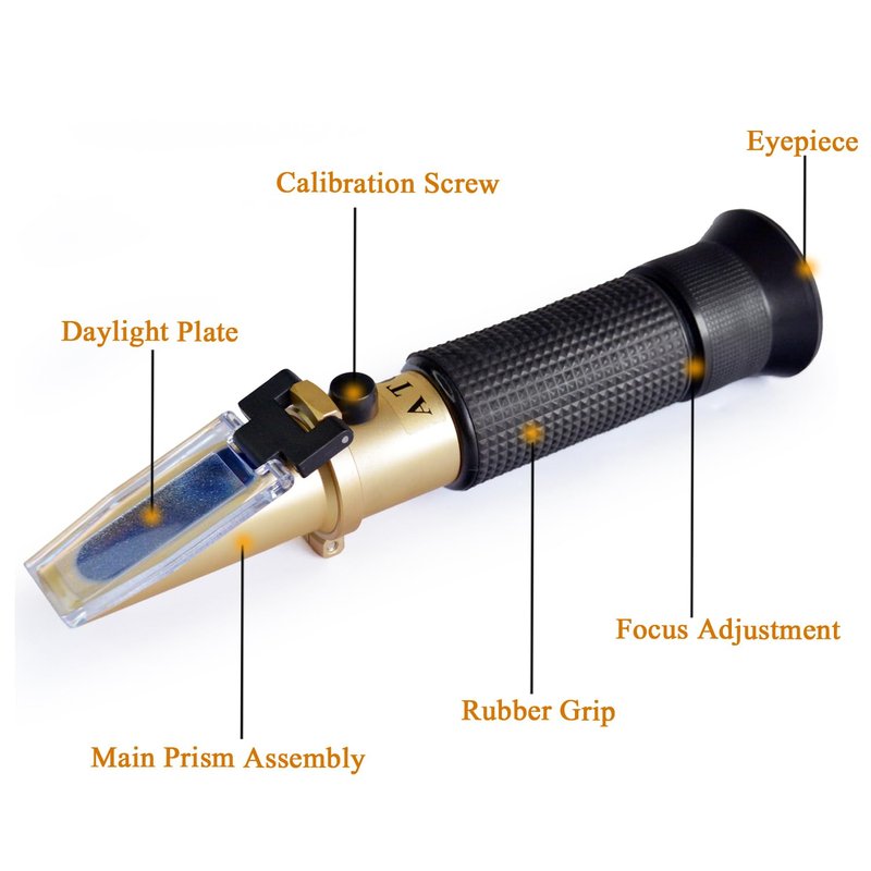 Dual Scale Brix Refractometer for Measuring Sugar Content in Food and Drink.