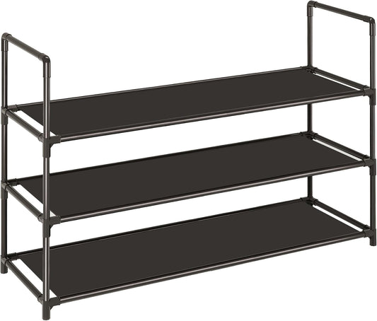 Sturdy 3-Tier Stackable Shoe Rack by [Brand Name] - Durable Organizer for 10-12 Pairs | Black