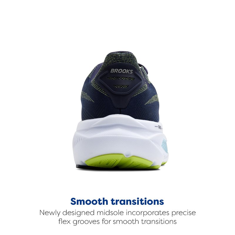 Brooks Men’s Ghost 17 Neutral Running Shoe - Peacoat/Lime/Blue - 7 Medium