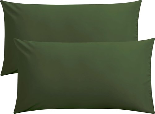 FLXXIE King Pillow Cases - Soft Microfiber Covers, Wrinkle & Stain Resistant, 20x36, Olive Green