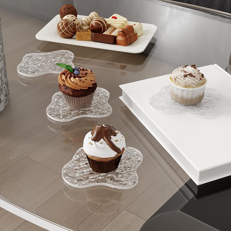 Sweet Elegance Acrylic Coasters, Coasters Set of 4, Clear Drink Coaster with Waterproof Material, Drink Pad for Table Protection, Desk Accessories for Home, Office, Cafe Decor