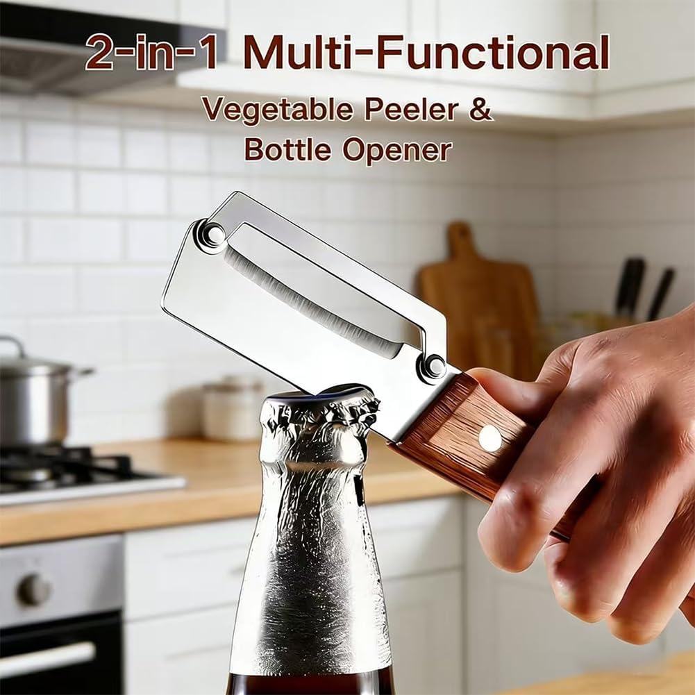Skiennix 2-In-1 Multifunctional Vegetable Peeler - Thickened Stainless Steel Kitchen Tool | Includes Bottle Opener