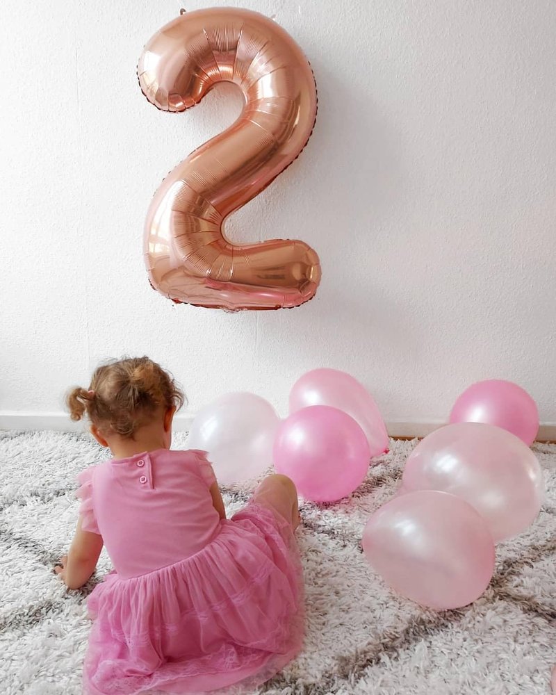 Rose Gold 4 Balloon, Number Balloons 40 Inch, 4th Birthday Decorations for Girls Boys, Four Large Numbers for Party Decor, Number 4 Balloon