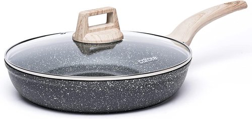 CAROTE Nonstick Frying Pan - 10-Inch Granite Skillet with Glass Lid | PFOA Free Egg & Omelet Pan