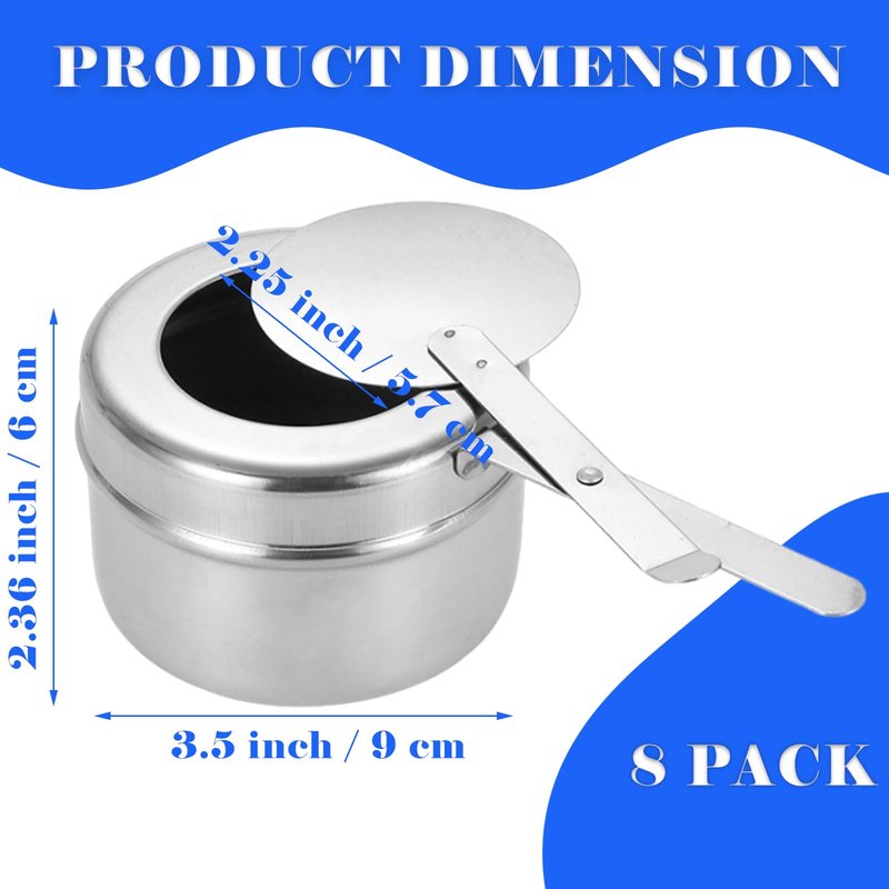 Cheardia 8 Pack Chafing Fuel Holder, Stainless Steel Chafe Wick Fuel Holder with Safety Cover Canned Heat Box Holder for Chafing Dish, Buffet, Barbecue, Parties