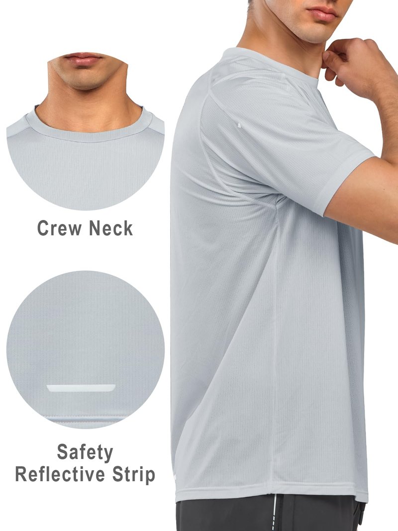 NORTHYARD Men's Athletic Running T-Shirts Quick Dry Workout Shirts Short-Sleeve Sports Gym Tee Tops Performance Activewear Lightgrey XL
