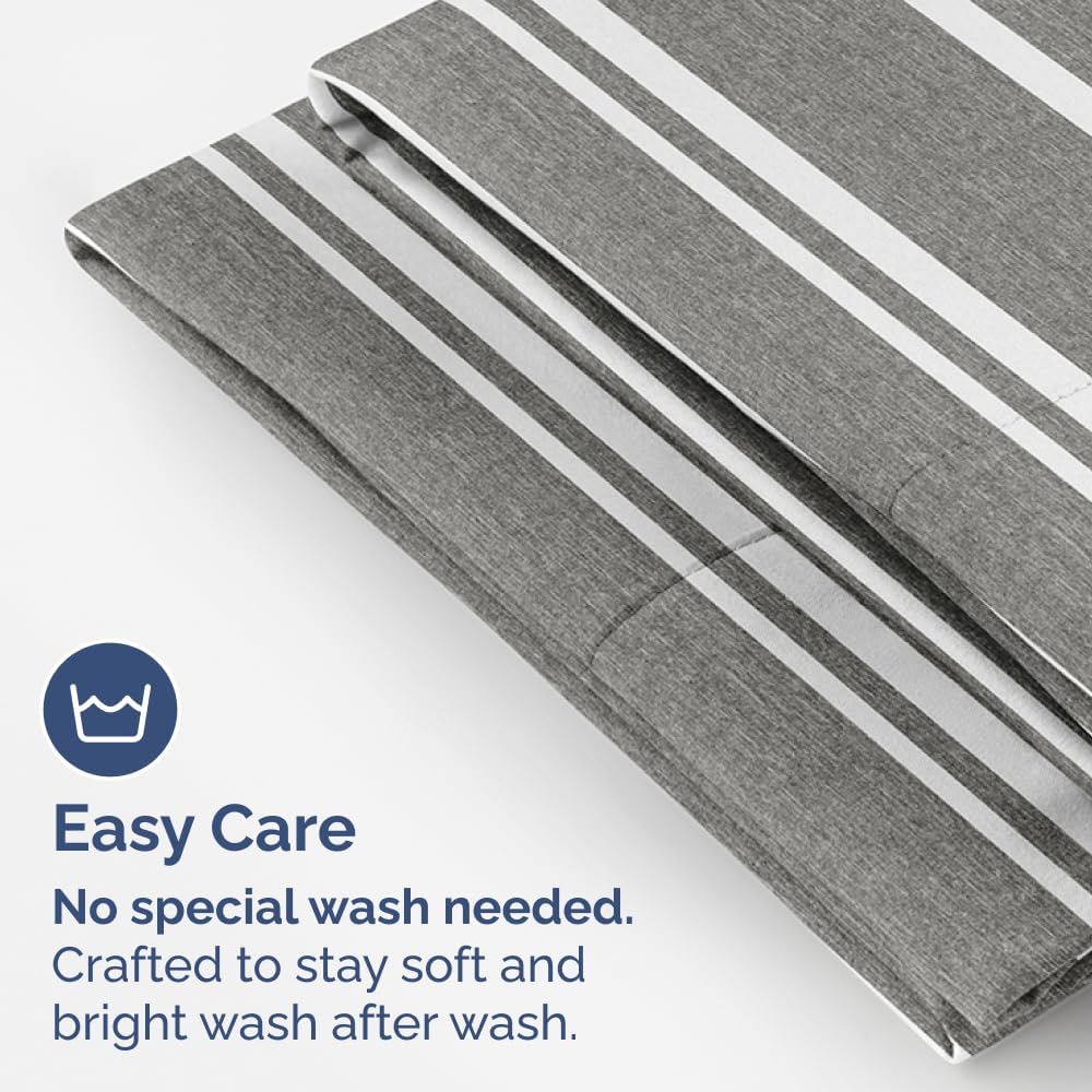 King Pillow Cases by [Brand Name] - Ultra Soft Hotel Quality - Wrinkle-Free & Fade Resistant - 2 Piece Set in Grey Stripes