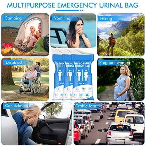 DIBBATU Disposable Urine Bag, 12/24 PCS Pee Bags for Travel for Women/Men, 800ML Emergency Portable Urinal Bag and Vomit Bags, Unisex Urinal Bag for Camping, Traffic Jams, Pregnant, Patient, Kids
