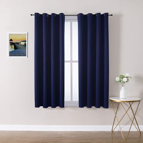 ChrisDowa Blackout Curtains - Thermal Insulated Room Darkening Panels (Navy Blue, 52W x 63L)