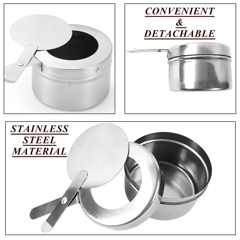 Cheardia 8 Pack Chafing Fuel Holder, Stainless Steel Chafe Wick Fuel Holder with Safety Cover Canned Heat Box Holder for Chafing Dish, Buffet, Barbecue, Parties