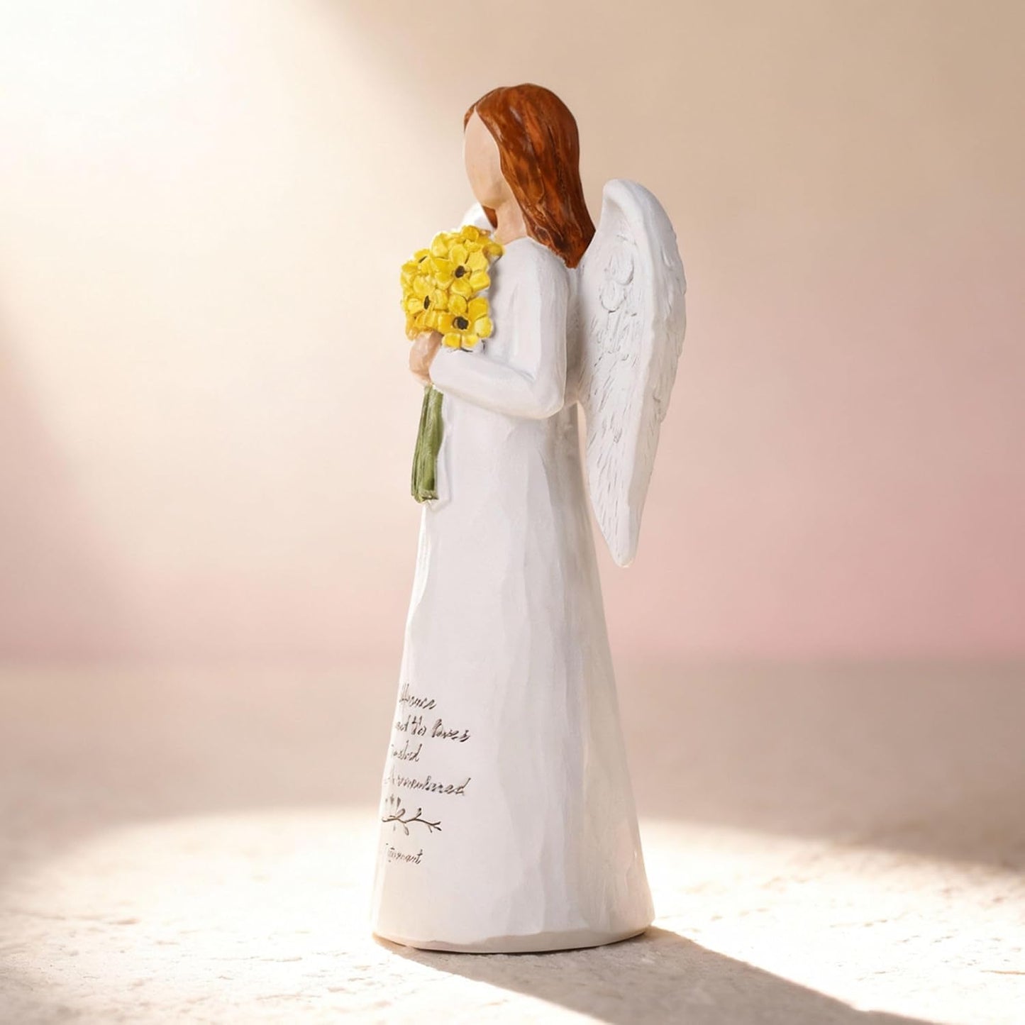 Skiennix Angel Figurine - 5.6'' Retirement Gift for Women | Guardian Angel Holding Sunflowers