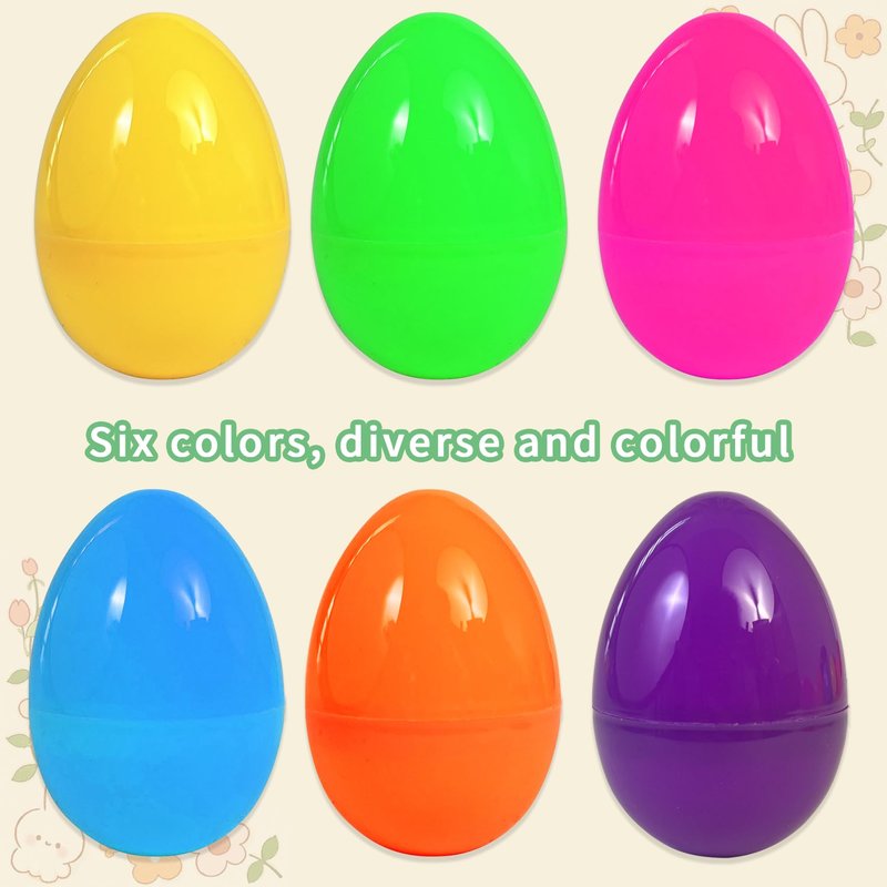 UOUYOO Empty plastic eggs 3.4 inch unfilled plastic Easter eggs for Easter Egg Hunt Suprise Egg Stuffers Filler Easter Decorations 12Pcs