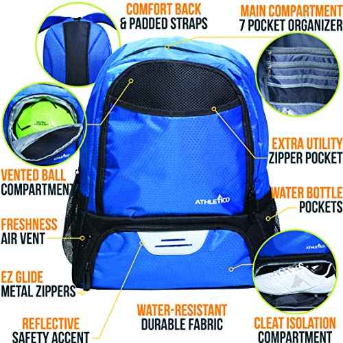 Athletico Youth Soccer Bag - Soccer Backpack & Bags for Basketball, Volleyball & Football | Includes Separate Cleat and Ball Compartment