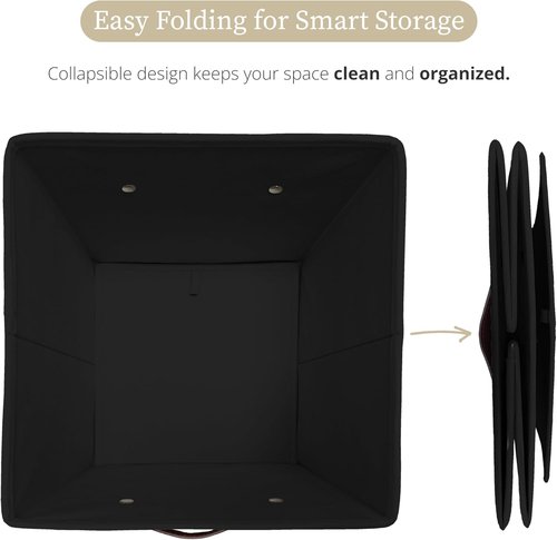 DECOMOMO Storage Bins - Fabric Cube Storage Bins with Labels | 10.5" x 11" | Set of 6, Black