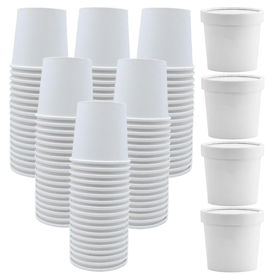Zentriqlla 60 Pack 12 oz White Paper Ice Cream Cups with Lids, To Go Soup Containers Dessert Bowl, Microwave and Freezer Safe Food Storage Bowls for Parties, Christmas, Takeout, Picnics