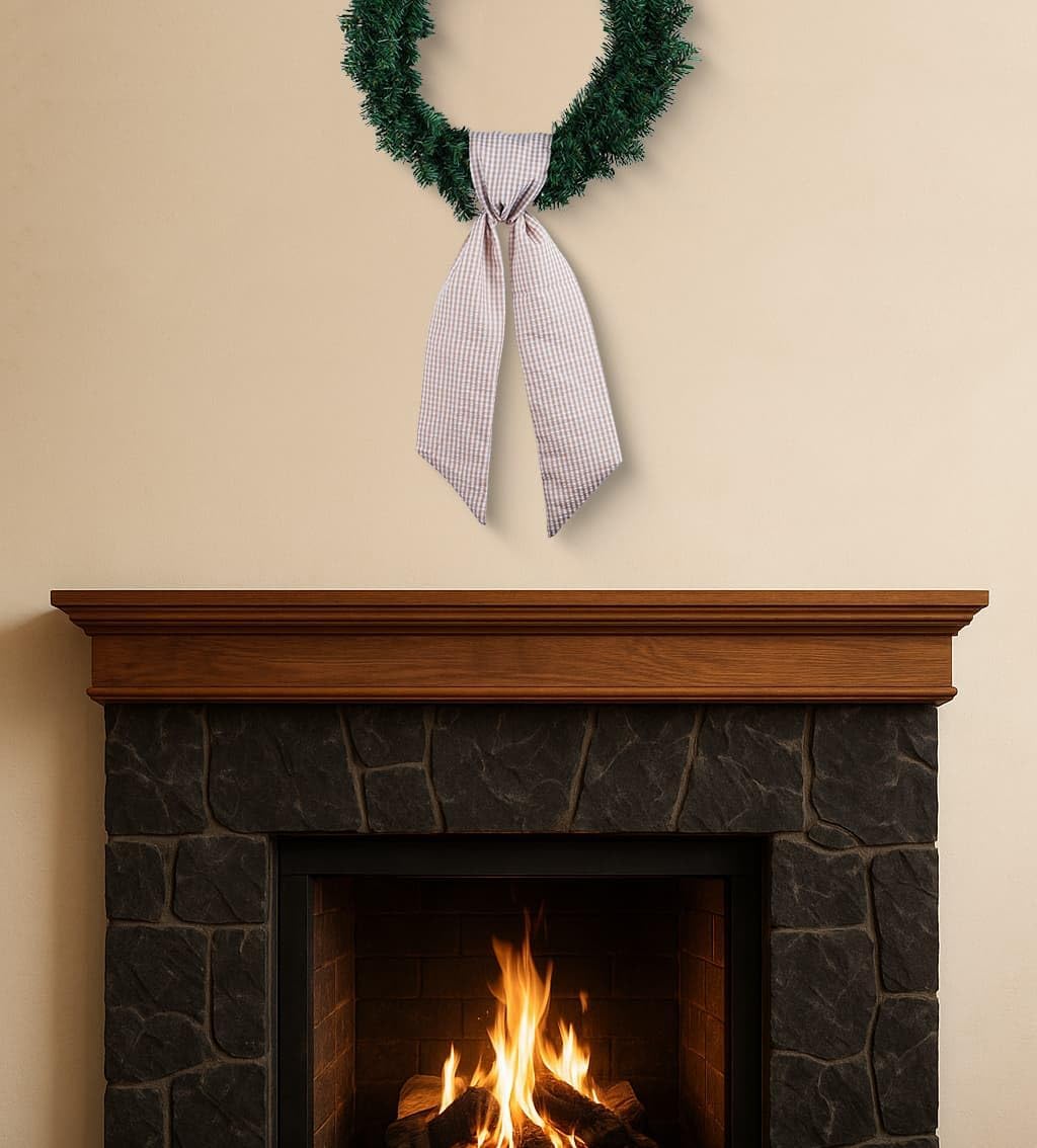Brown Gingham Wreath Bow Set by [Brand Name] - 2 Pack for Door Decoration | 5.12” Wide x 54.33” Each