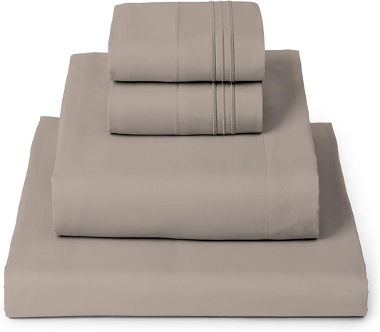Mellanni King Sheets Set - Luxury 4 PC Bedding Collection | Extra Soft, Cooling, Wrinkle-Resistant (King, Tan)