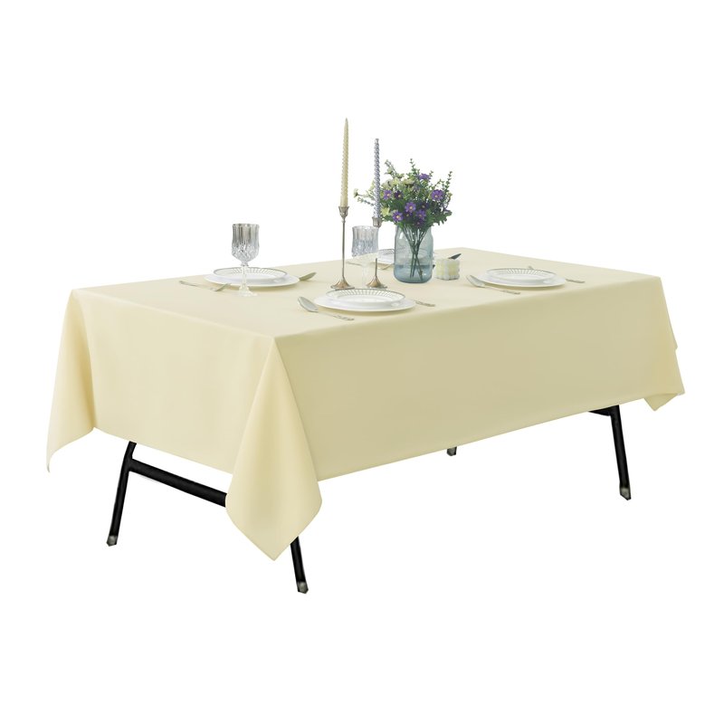 ZarzaaSik 2-Pack 60x102 inch Beige Table Cloths, Solid Stain and Wrinkle Resistant Oblong Tablecloth, Premium Plain Weave Polyester Fabric Rectangle Table Linen Covers for Hotel, Wedding