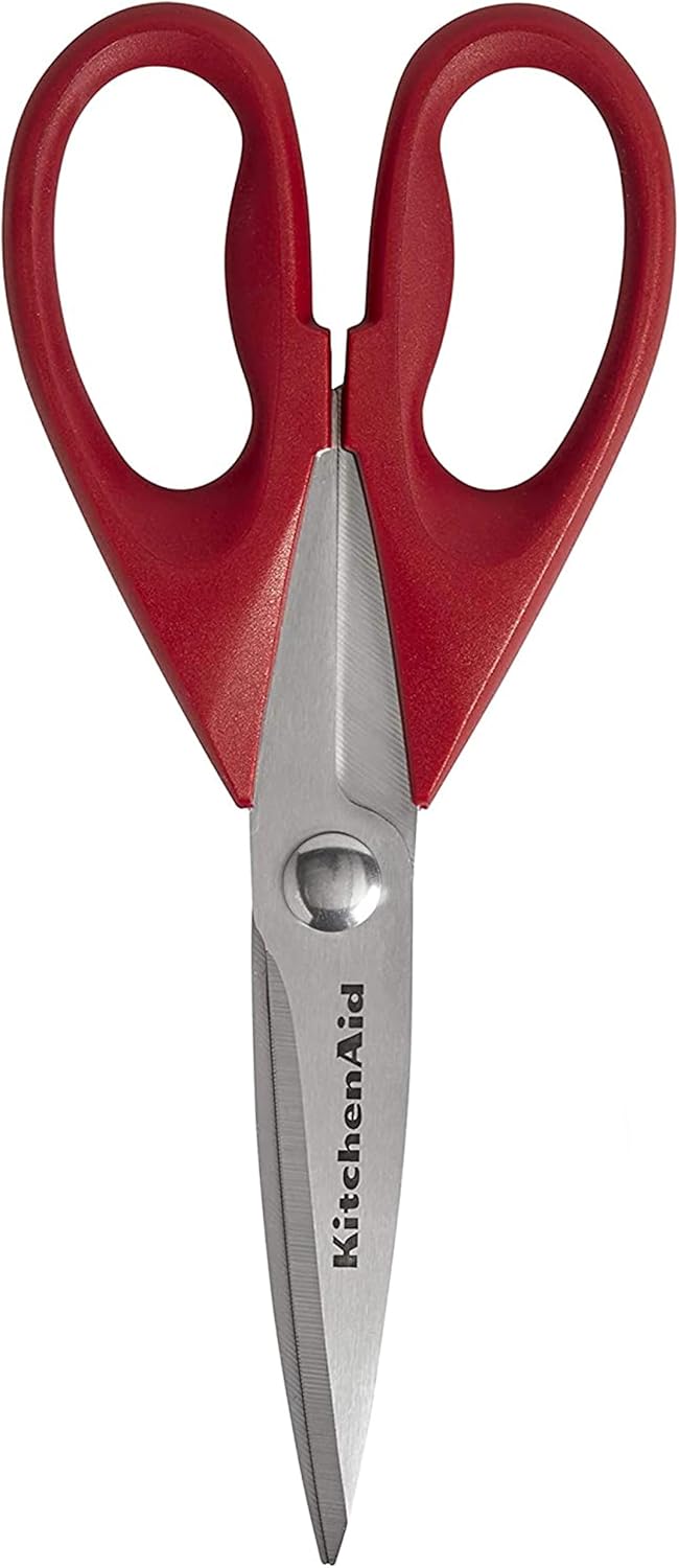 KitchenAid Kitchen Shears - Durable Stainless Steel Scissors with Soft Grip Handle, 8.72 Inch, Red