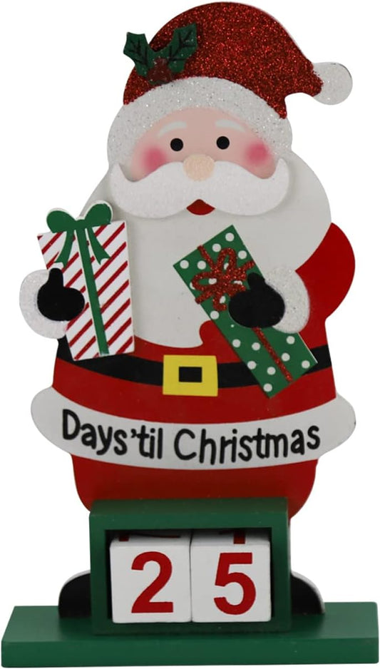Sfozstra Christmas Advent Countdown Calendar - Wooden Tabletop Decoration with Rotatable Design