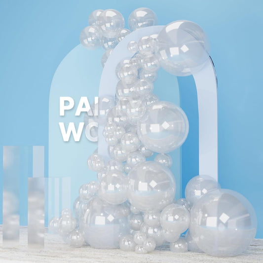 PartyWoo Clear Balloons - 140-Piece Transparent Balloon Arch Kit for Weddings, Graduations & Parties | 5-18 Inch Sizes