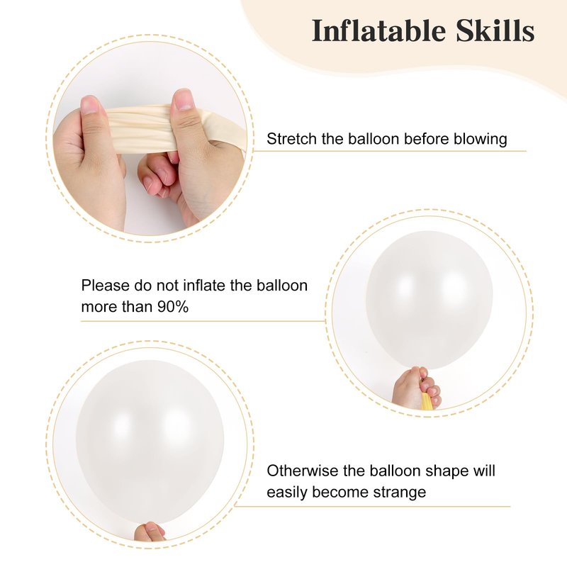 RUBFAC 129pcs Pearl White Balloons Different Sizes 18 12 10 5 Inch for Garland Arch Kit, Latex Balloon for Wedding Engagement Anniversary Bridal Baby Shower Birthday Party Decoration
