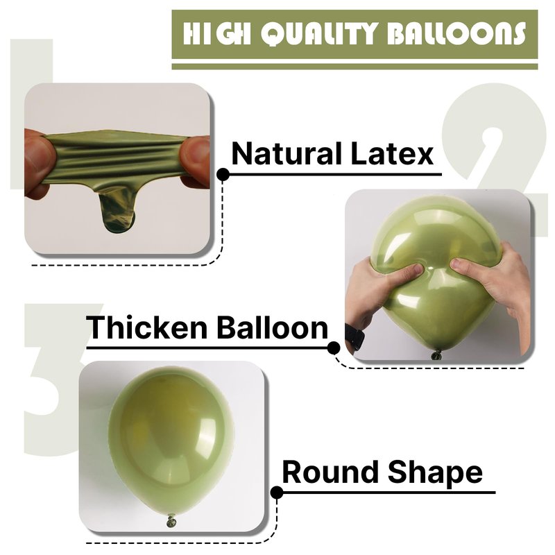 PartyWoo Sage Green Balloons 155pcs Different Sizes of 18 12 10 5 Inch Olive Boho Green Latex Balloon Arch Kit for Wedding Birthday Dinosaur Jungle Golf Football Theme Party Decorations Green-F11