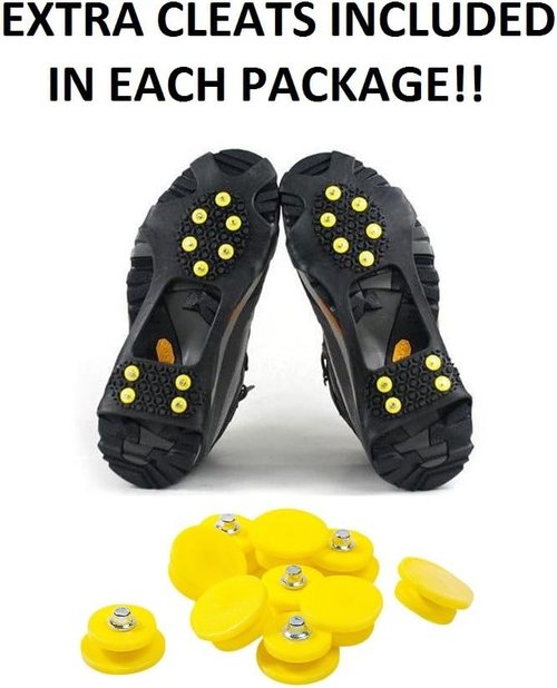 Ice Grips Traction Cleats for Shoes - Durable Slip-On with 10 Steel Studs, Extra Studs Included