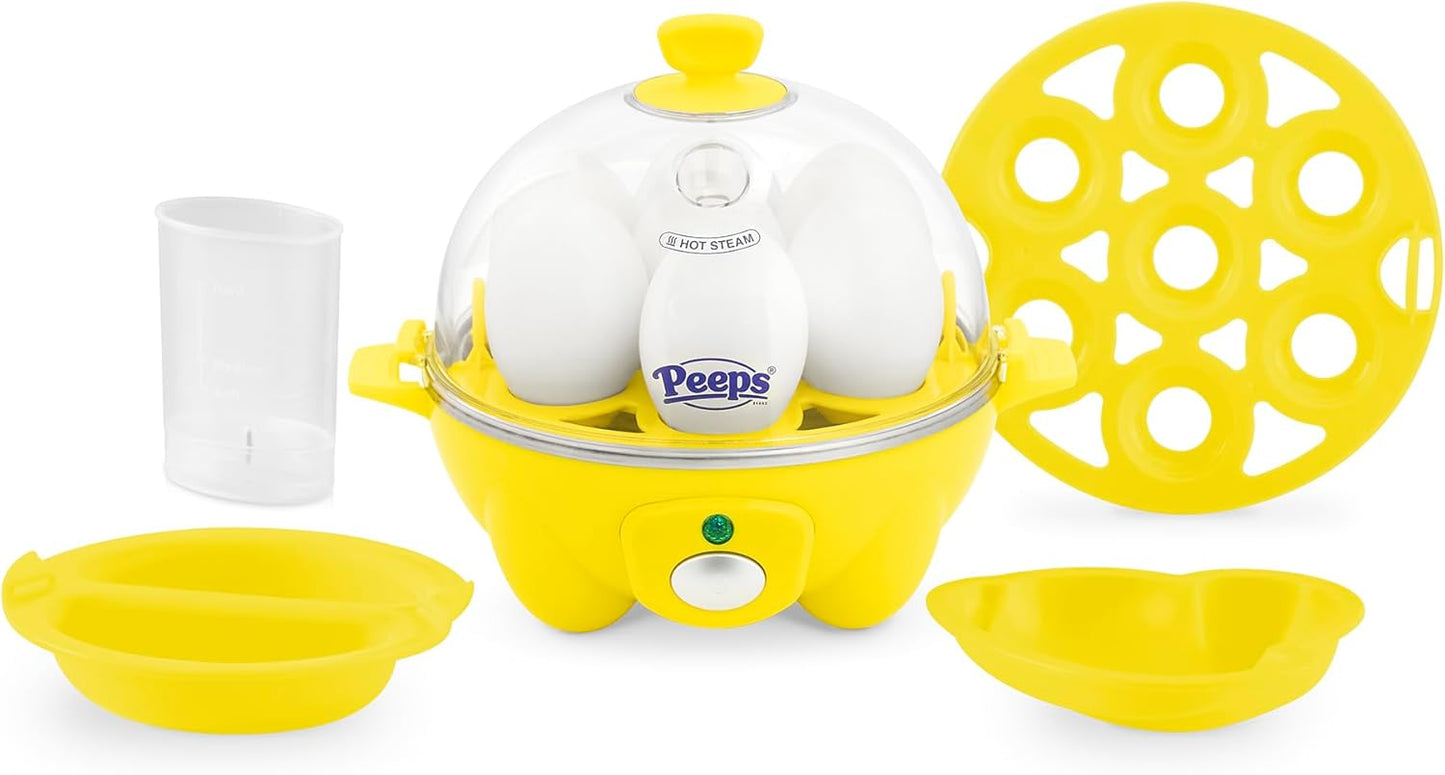 PEEPS & Dash Rapid Egg Cooker - Boil, Poach & Steam 7 Eggs - Dishwasher Safe & BPA Free - Yellow