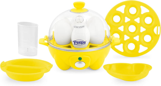 PEEPS & Dash Rapid Egg Cooker - Boil, Poach & Steam 7 Eggs - Dishwasher Safe & BPA Free - Yellow