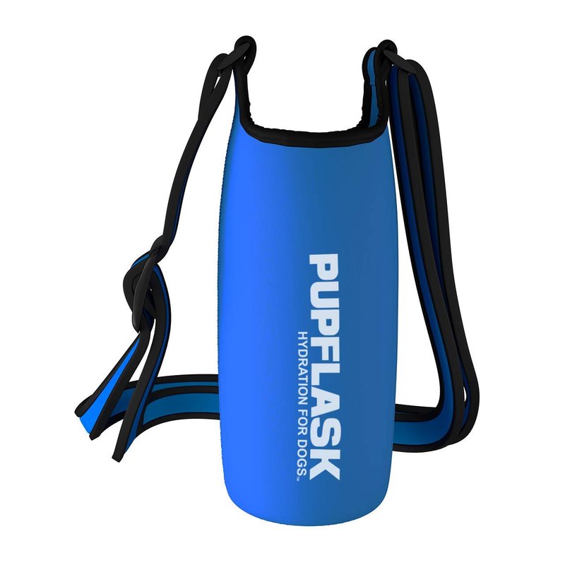 Tuff Pupper PupFlask Insulated Neoprene Dog Water Bottle Holder Sling with Wide Adjustable Shoulder Strap, Great for Travel, Walking, Hiking, Portable Pet Water Bottle Holder (40 OZ, Nebulas Blue)