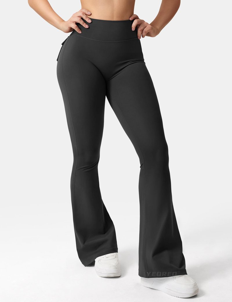 YEOREO CoreFlex Flare Leggings with Pockets for Women Scrunch Workout Leggings Butt Lifting Gym Yoga Pants