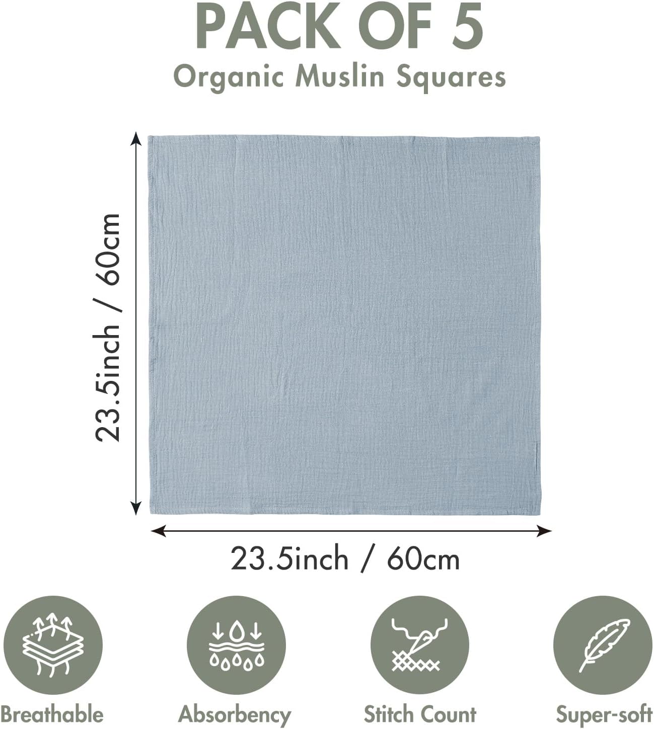 Skiennix Muslin Receiving Blankets - Breathable Neutral Swaddle Wraps for Newborns | 5 Pack in Elegant Colors