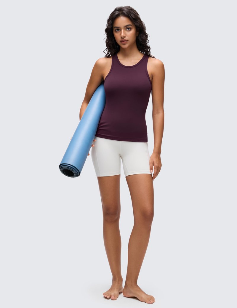 CRZ YOGA Butterluxe High Neck Tank Tops for Women - Yoga Workout Athletic Gym Camisole Racerback Sleeveless Shirts Cascadia Green Small