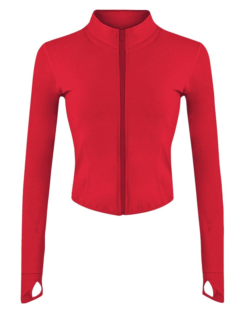 Lviefent Womens Lightweight Full Zip Running Track Jacket Workout Slim Fit Yoga Sportwear with Thumb Holes (DeepRed-S)