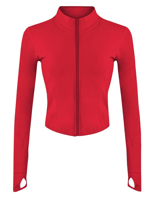 Lviefent Womens Lightweight Full Zip Running Track Jacket Workout Slim Fit Yoga Sportwear with Thumb Holes (DeepRed-S)