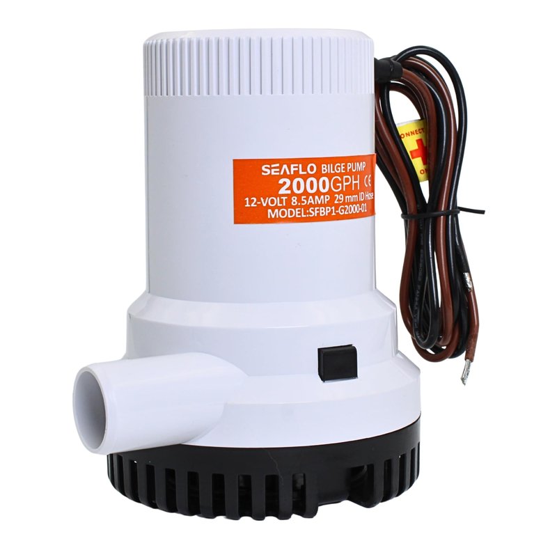 SEAFLO 01 Series 2000 GPH Bilge Pump – 12V, 1-1/8" Outlet, Marine Submersible Pump with Anti-Airlock Protection, CE & Rohs Certified, 4-Year Warranty | Reliable for Boats and Marine Applications