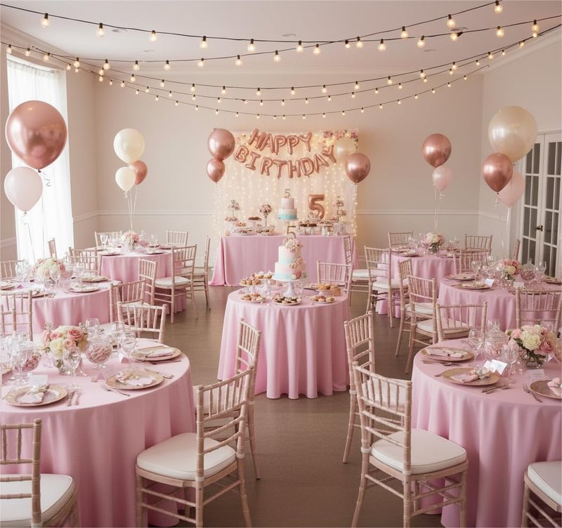 sancua Round Tablecloth 132 Inch Diameter, 6 Pack - Circle Polyester Fabric Table Cloth for Wedding Party Reception Banquet Birthday, Washable Formal Table Cover (Fit 54-96 Inch Tables), Pink
