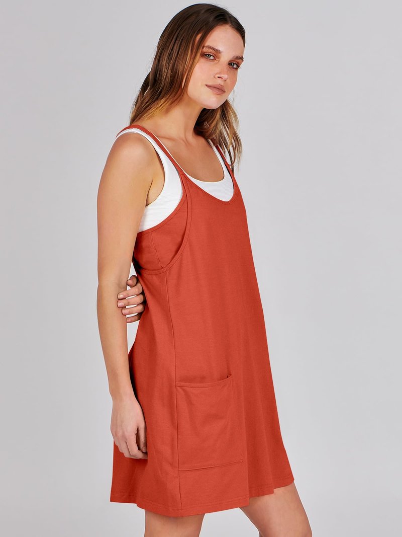 ANRABESS Women Athletic Dress Summer Tennis Workout Active Sports Mini Romper Dress Built in Shorts Travel Vacation Clothes Red XX-Large