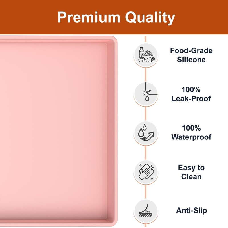 ukeetap Extra Thick Silicone Mat Waterproof with Raised Edge 34" x 22", Under Sink Mat for Kitchen & Bathroom, Kitchen Cabinet Liner, Multi-Purpose for Storage & Protection, Pink