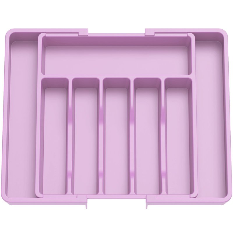 Lifewit Silverware Drawer Organizer, Expandable Utensil Tray for Kitchen, BPA Free Flatware and Cutlery Holder, Adjustable Plastic Storage for Spoons Forks Knives, 13-22 x 15", Purple