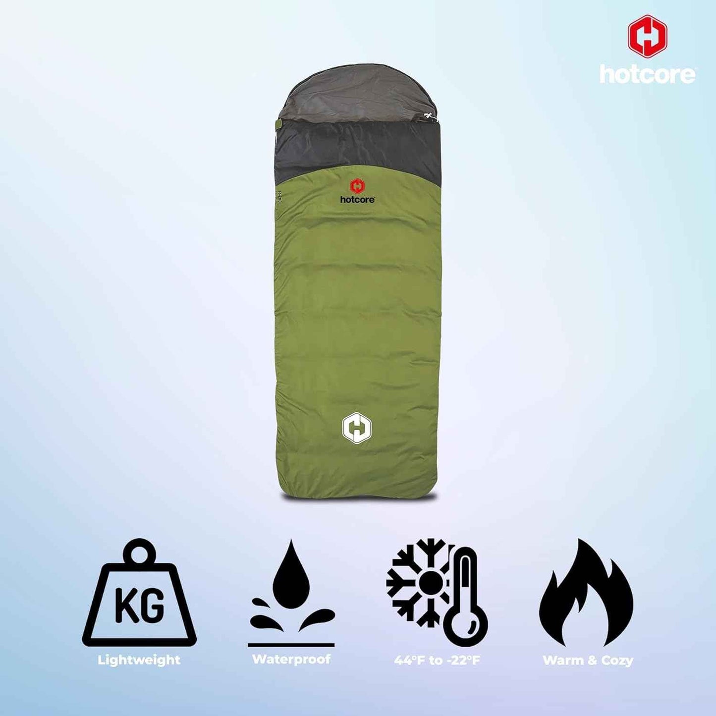 R Series Lightweight Compact Sleeping Bag - Multi-Season, 44°F to -22°F, 90” x 34”