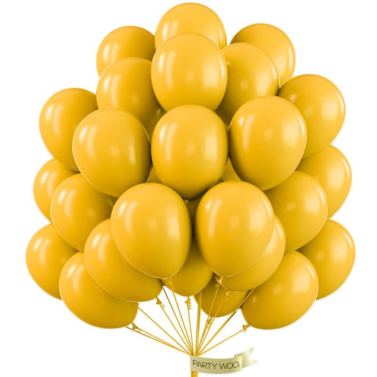 PartyWoo Mustard Yellow Balloons 100pcs 12 Inch Boho Netural Fall Balloons for Birthday Engagement Baby Shower Anniversary Bee Sunflower Little Cutie Thanksgiving Party Decorations Yellow-F57