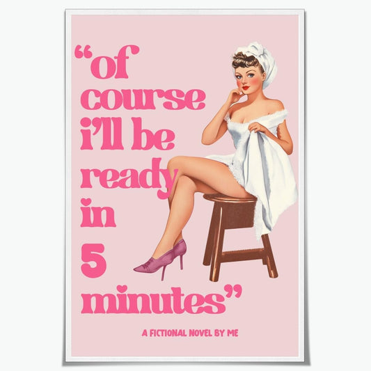 Skiennix Vintage Funny Bathroom Decor - Trendy Pink 70s Bathing Poster | Unframed 8x12 Inch Canvas Print