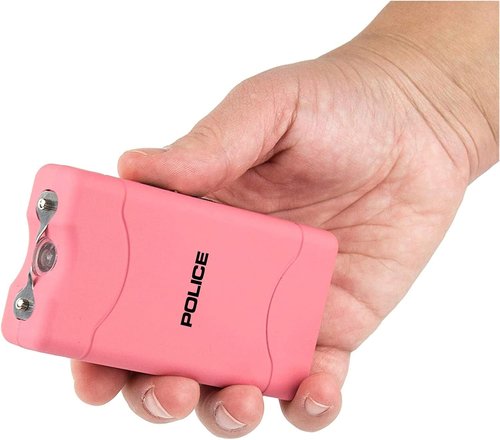 High Voltage Mini Police Stun Gun 800 - Rechargeable Self Defense with LED Flashlight - Compact Personal Security for Women - Pink